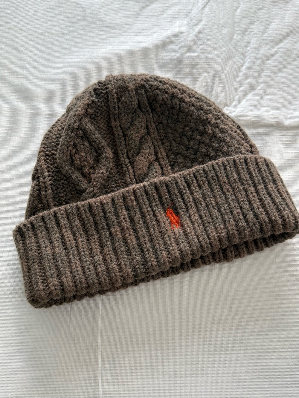 Ralph Lauren Brown Cable Knit Beanie and a Blue Knit Tommy Hilfiger Beanie (2)